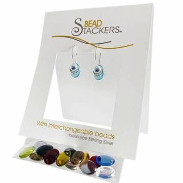 Bead Stackers LT26 Earrings, Iridescent Bead, Glass, Rings